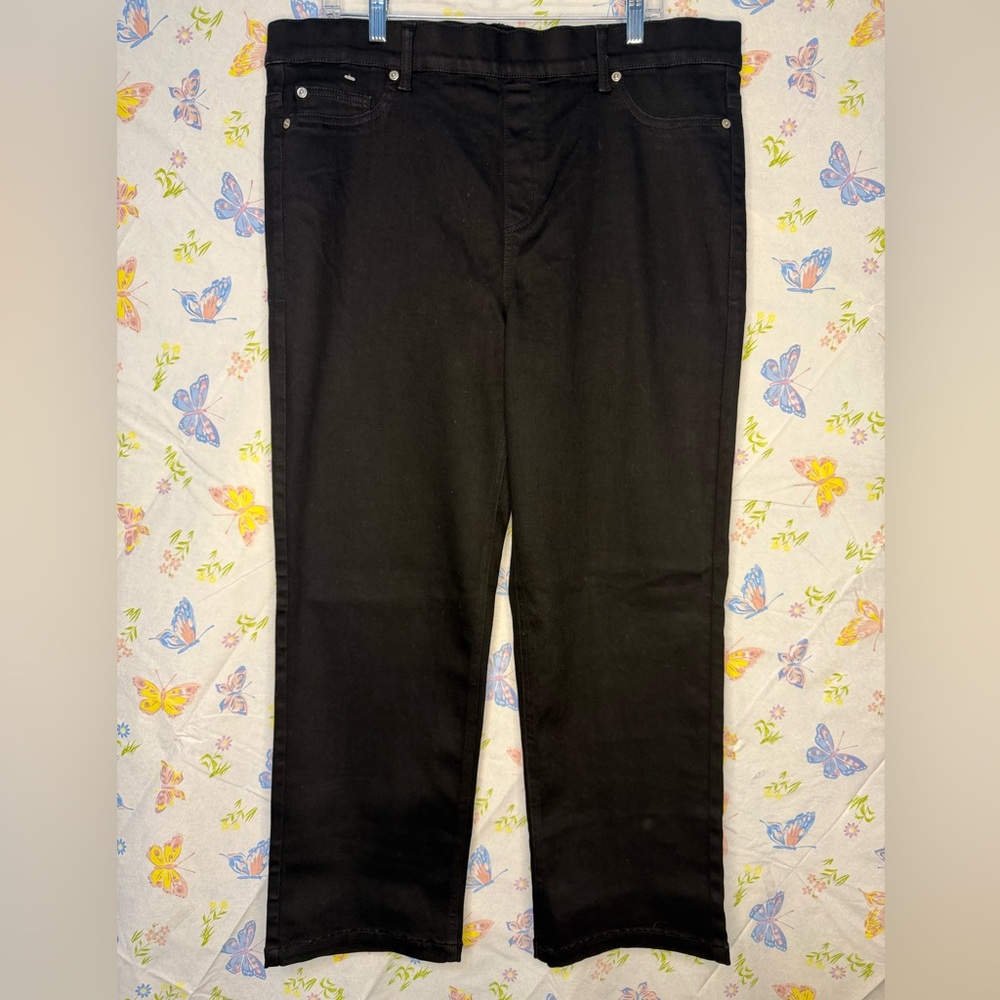32 Degrees Heat Women’s Pull-On Straight Leg Jeans Black XL (16–18) NWT